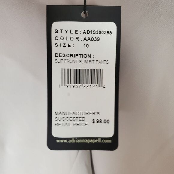 NWT Adrianna Papell Light Gray Slit-Front Slim Fit Ankle Dress Pants Size 10 - Picture 10 of 16